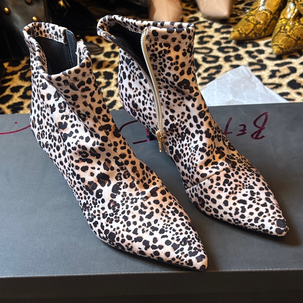 Betsey Johnson Leopard Print Ankle Boots